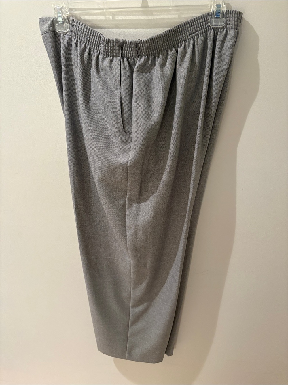Alfred Dunner Gray Elastic-Waist Women's Dress Trousers